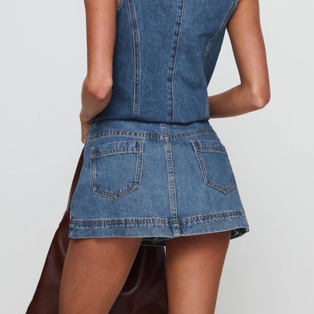 Princess Polly Stephanie Denim Skort Blue Mini Skirt Shorts US 0 - Picture 2 of 9